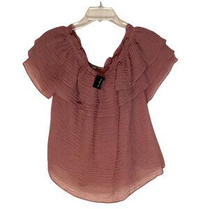 NWT Casting LA Ruffle Top Women’s M Medium Off Shoulder Crepe Gauze Sheer